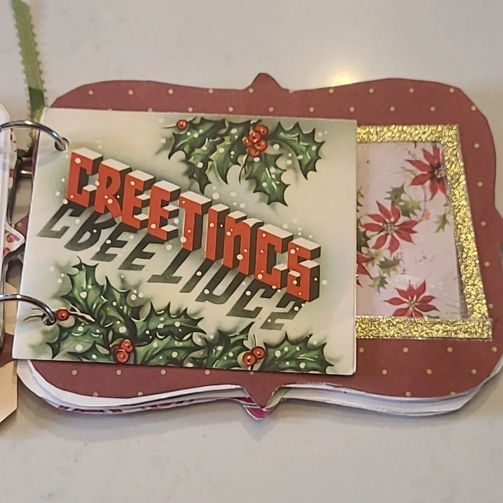 Handmade Pink and Gold Christmas Scrapbook